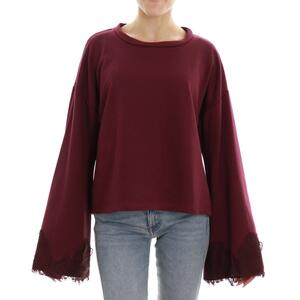FELPA CON PIZZO BORDEAUX